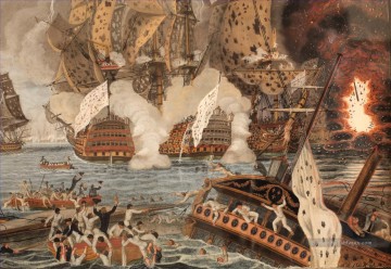 Combat naval 12 avril 1782 Dumoulin Batailles navale Peinture à l'huile